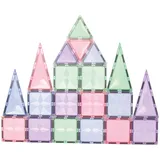 Geometrische Magnetbausteine 45 Teile Pastellfarben Kunststoff - Cleverclixx Pastel Geo Set - Kompatibel mit Connetix, ab 3 Jahren