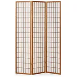 Homestyle4u Paravent Raumteiler 3 4 5 6 teilig Trennwand Shoji Faltbar Braun - 3 teilig 132 cm x 175 cm