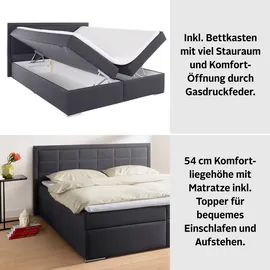 Collection AB Boxbett Athena, wahlweise mit Bettkasten inkl. Topper bei Ausführung mit Matzratze, in Härtgraden H2, H3, H4, grau