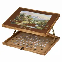 Relaxdays Puzzletisch, Braun,Hellbraun