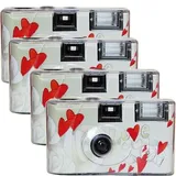 4X 1A PHOTO PORST TopShot Flying Hearts Einwegkamera Edition Fliegende Herzen (27 Fotos, Blitz, 4-er Pack)