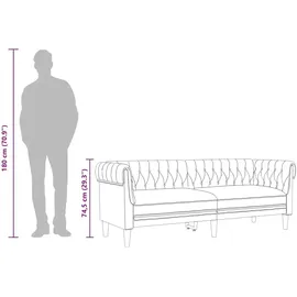 vidaXL Chesterfield-Sofa 3-Sitzer Hellgrau Stoff