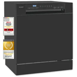 Exquisit Geschirrspüler GSP508-030D schwarz | Spülmaschine 55 cm | Power+ | ECO Modus | Standgerät