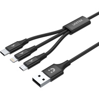 UNITEK C14049BK USB Kabel 1,2 m USB 2.0 USB C Micro-USB B/Lightning Schwarz.