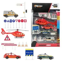 TOI TOYS 23962B METAL Set Fahrzeuge-Rettungsdienst