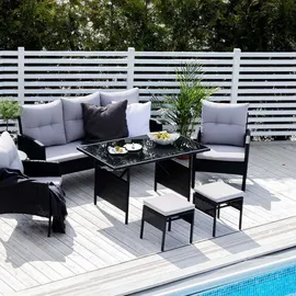VCM Knock Dining-Loungeset 6-tlg. grau/schwarz