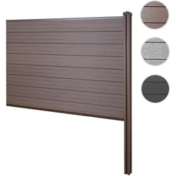 WPC-Sichtschutz Sarthe, Zaun Windschutz, WPC-Pfosten zum Einbetonieren ~ Erweiterungselement, 188cm braun