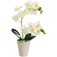 Generisch Künstliche Orchidee im Topf,realistisch,40,6 cm,künstliche Orchidee,dekorative künstliche Orchidee,lebendige,lebendige künstliche Orchideenpflanze für Zuhause,Büro,Hochzeit,Weiß