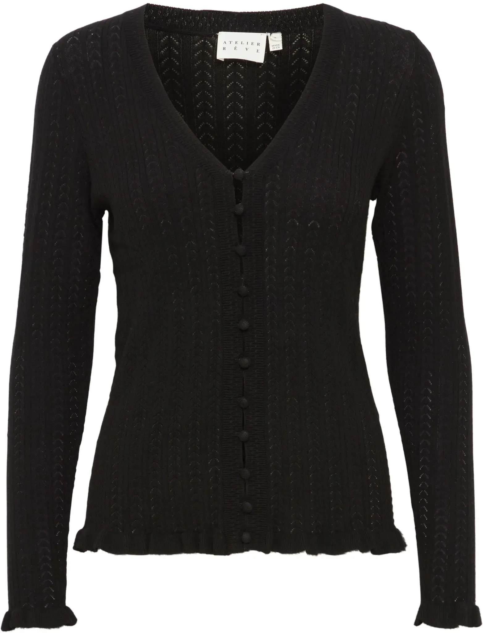 Strickjacke ATELIER RÊVE "Strickjacke IRFantino" Gr. S, schwarz (meteorite) Damen Strickjacken