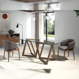 ac angel cerda Angel Cerdá Esstisch Rechteckig gehärtetes Glas aus walnussfarbenes Holz 1102