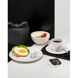 Villeroy & Boch Manufacture Rock blanc Mickey Mouse Frühstücks-Set 4-tlg. weiß/Schieferoptik mit Disney Mickey Mouse Kreidedekor