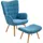 Homcom Ohrensessel mit Hocker Cord 72 x 95 x 70 cm Blau