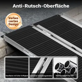 Wiltec Rollstuhlrampe faltbar 122 cm 270 kg Gehhilfe schwarz