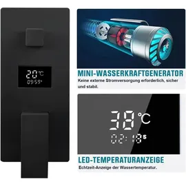 vrietina Duschsystem Schwarz Unterputz 30X30cm Kopfbrause 200mm Handbrause