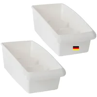 Novaliv 2er Set Medikamenten Organizer groß Hausapotheke - 25 x 16 cm WEISS mit Abtrennung - Medikamentenbox Aufbewahrung für Pillen Tablettenbox Pflasterbox Medizinbox Verband Behälter