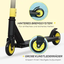 Homcom Stunt Scooter, Stuntscooter mit ABEC 9 Kugellagern, Kickscooter mit 100 mm Kunstleder Räder - Gold