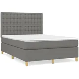 vidaXL Boxspringbett mit Matratze Dunkelgrau 140x200 cm Stoff