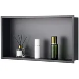 Vevor Duschnische, 10,16x33,02x63,5 cm große Wandnische, Seifen- und Shampoo-Aufbewahrungsorganizer aus Edelstahl, langlebig, schwarz für Badezimmer