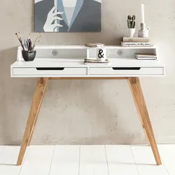 Kadima Design Moderner Schreibtisch, Skandinavischer Retro Look, Große Arbeitsfläche - Stilvoll & Praktisch. 110x60x85 cm
