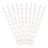 10 Stück Papierstrohhalme in Weiß mit Herzen 19,5cm Trinkhalme