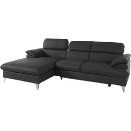 Cotta Ecksofa "Caluso L-Form", schwarz, B:254cm H:74cm T:167cm, NaturLEDER (echtes Rindsleder) in Sitz und Rücken.