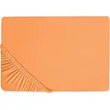 Beliani Spannbettlaken Baumwolle orange 140 x 200 cm Steghöhe 30 cm mit Gummizug JANBU