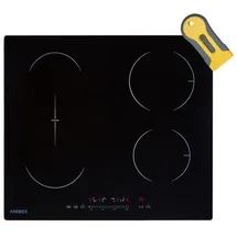 Arebos Induktionskochfeld mit Booster-Funktion | 7200W | 4 Kochfelder Flexzone | 59 cm | Autark mit Sensor Touch, Timer, Kindersicherung, �berhitzungsschutz,