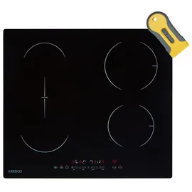 Arebos Induktionskochfeld mit Booster-Funktion | 7200W | 4 Kochfelder Flexzone | 59 cm | Autark mit Sensor Touch, Timer, Kindersicherung, �berhitzungsschutz,