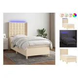 vidaXL Boxspringbett mit Matratze & LED Creme 80x200 cm Stoff