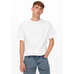 T-Shirt ONLY & SONS "FRED", Herren, Gr. XL (54/56), weiß, Obermaterial: 100% Baumwolle, unifarben, modisch, bequem, Rundhals, Kurzarm, Shirts