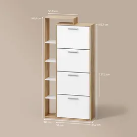 livinity® Ortello 80 x 166,1 x 24,2 cm mit 4 Fächern / weiß