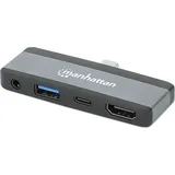 Manhattan USB-C® PD auf HDMI 4-in-1 Mobile Dockingstation USB-C Dockingstation USB C-Stecker USB-A USB-C 3