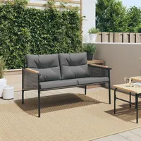 VidaXL Gartenbank mit Kissen 116 cm Schwarz Stahl