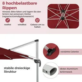 Costway Ampelschirm Ø 330 cm Rot