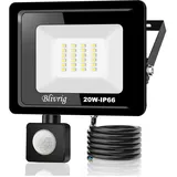 Blivrig 20 W LED-Strahler mit Bewegungsmelder, 2000 lm, LED-Außenstrahler mit Sensor, warmweiß (3000 K), wasserdicht, IP66, LED-Außenstrahler für Sicherheit, Garage, Flur