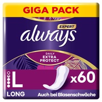 Always Dailies Extra Protect Slipeinlagen Damen, Long (60 Binden), Giga Pack, chliesst Gerüche und Flüssigkeit sofort ein, für maximalen Schutz am Tag