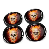 4 x Nabendeckel 60mm Durchmesser Nabenkappen Felgendeckel Felgenaufkleber Gel Emblem Doming für Auto Felgen Kfz Tuning Zubehör Radnabenkappen DM006 (Nr. 5 Skull in Flames, Nabendeckel Set)