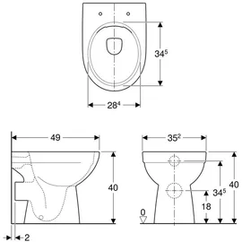 Geberit Renova Stand-WC mit WC-Sitz Bahamabeige spülrandlos
