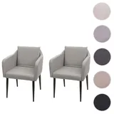 Mendler Einzelst�ck | 2er-Set Esszimmerstuhl HWC-H93, Küchenstuhl Lehnstuhl Stuhl ~ Kunstleder taupe-grau