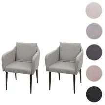 Mendler Einzelst�ck | 2er-Set Esszimmerstuhl HWC-H93, Küchenstuhl Lehnstuhl Stuhl ~ Kunstleder taupe-grau