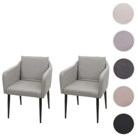 Mendler Einzelst�ck | 2er-Set Esszimmerstuhl HWC-H93, Küchenstuhl Lehnstuhl Stuhl ~ Kunstleder taupe-grau