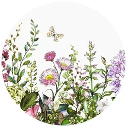 K&L Wall Art Vliestapete »Runde Vliestapete«, florale Sommer Blumenwiese, mehrfarbig, matt - bunt
