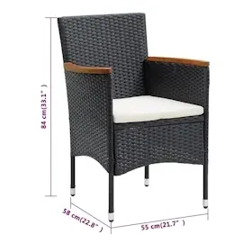 vidaXL Gartenstuhl 60,1 x 58 x 47,9 cm schwarz 4 St.