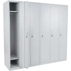 Mendler Schließfach Boston T829, Spind Wertfachschrank Schließfachschrank, Metall 6 Fächer ~ grau