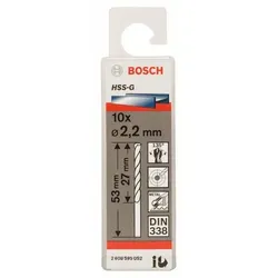 Metallbohrer HSS-G, DIN 338, 2,2 x 27 x 53 mm, 10er-Pack