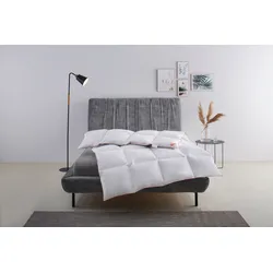 Daunenbettdecke RIBECO "Richard, Bettdecken für Sommer oder Winter, Made in Germany", weiß, B:135cm L:200cm, Bezug: 100% Baumwolle. Füllung: 90% Entendaune, 10% Entenfeder, Bettdecken, Bettdecke 135x200 cm, 155x220 cm und weitere Größen, Decke
