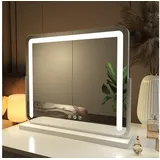 EMKE Emke, Kosmetikspiegel Kosmetikspiegel mit Beleuchtung 3 Farbtemperatur und Dimmbar, 360° Drehbar 60*51cm, Weiss