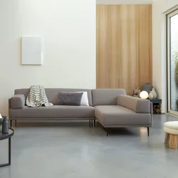 Ecksofa Finn mit Eckelement rechts und maulwurfsgrau Stoffbezug 270 x 180 cm ,4-Sitzer