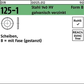 Reyher DIN 125 Flache Scheibe Stahl B 34mm galvanisch verzinkt mit Fase Form B