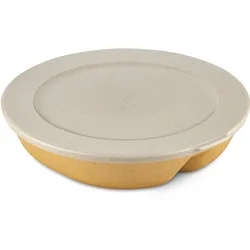 Mikrowellenteller KOZIOL "CONNECT SEPAREE", braun (holzfarben), B:25cm H:5,8cm L:25,5cm, Kunststoff, Holz, Speiseteller, recycelbar + aus biozirkulärem Material, 1,5 Liter